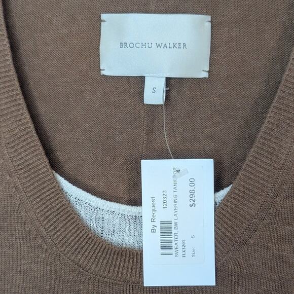 Brochu Walker Loreen Layered Tank Top in Porcini Tan & White Combo, Size Small - Picture 6 of 9